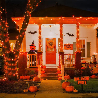 500 LED Orange Halloween Lights Outdoor, 173Ft Halloween String Lights Plug In, Waterproof 8 Modes Orange LED Light for Party House Tree Fall Thanksgiving Decorations