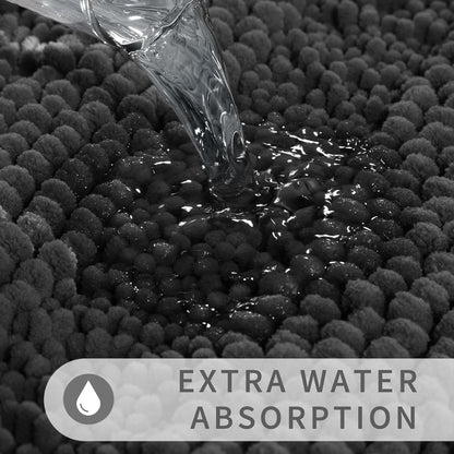 Toilet Rugs U Shaped Washable 24 X 24, Non Slip and Super Absorbent Toilet Mat, Quick Dry, Ultra Luxury Microfiber Chenille Plush Fluffy Contour Bath Rugs for Toilet Base, Dark Grey