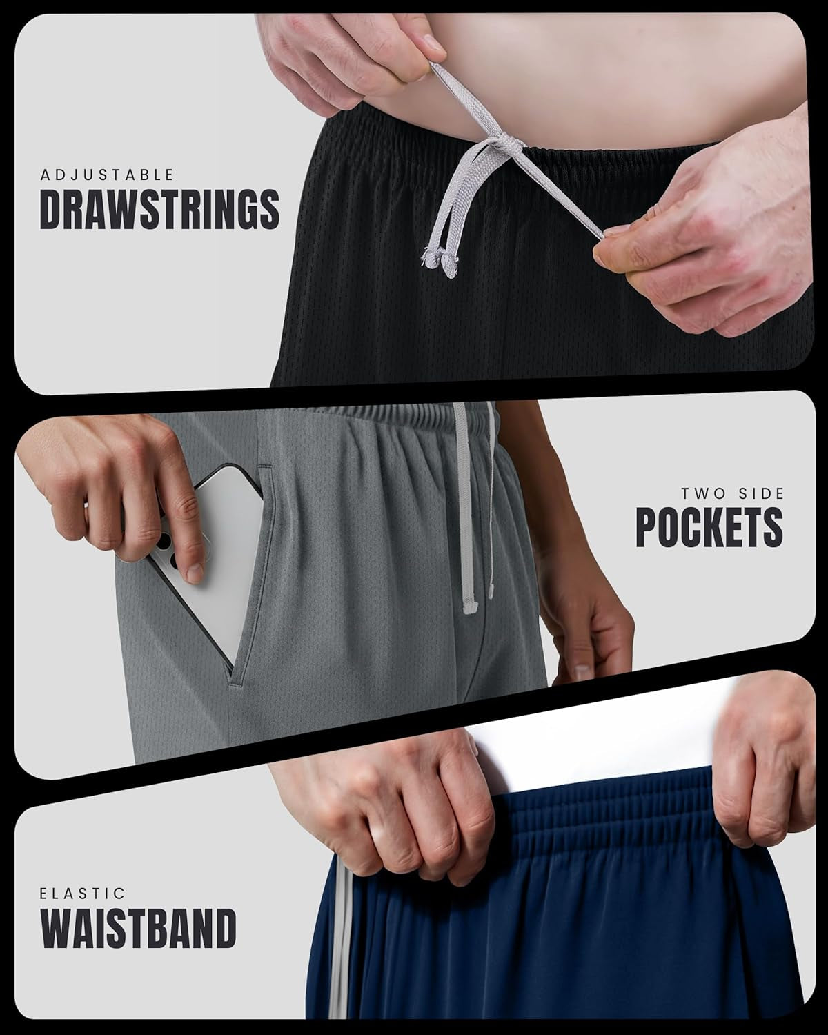3 Pack Men'S Athletic Shorts Quick Dry Lightweight Workout Running Gym Shorts with Pockets