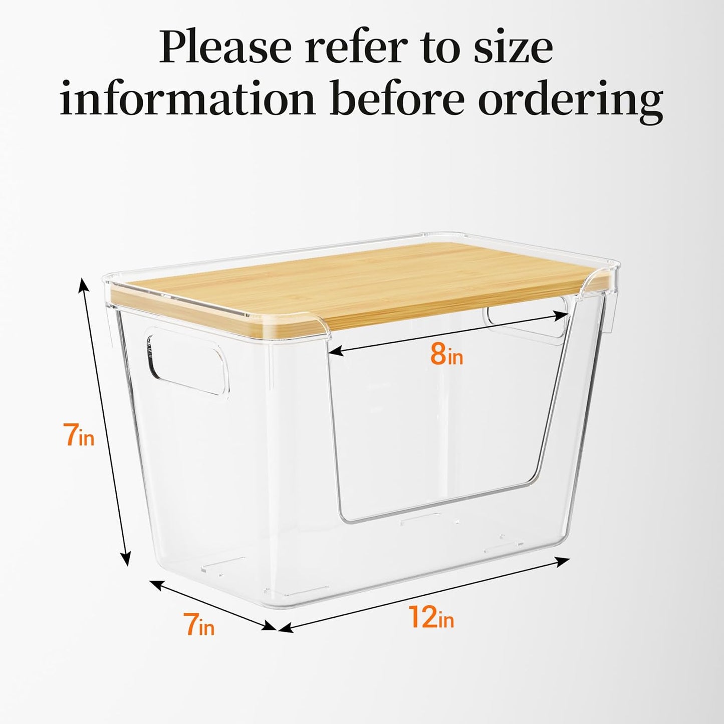 2 Pack Trash Bag Dispenser with Bamboo Lid,Clear Plastic Garbage Bag Organizer for 4-33 Gal Bags,Space-Saving under Sink Organizer for Kitchen, Laundry, Pantry