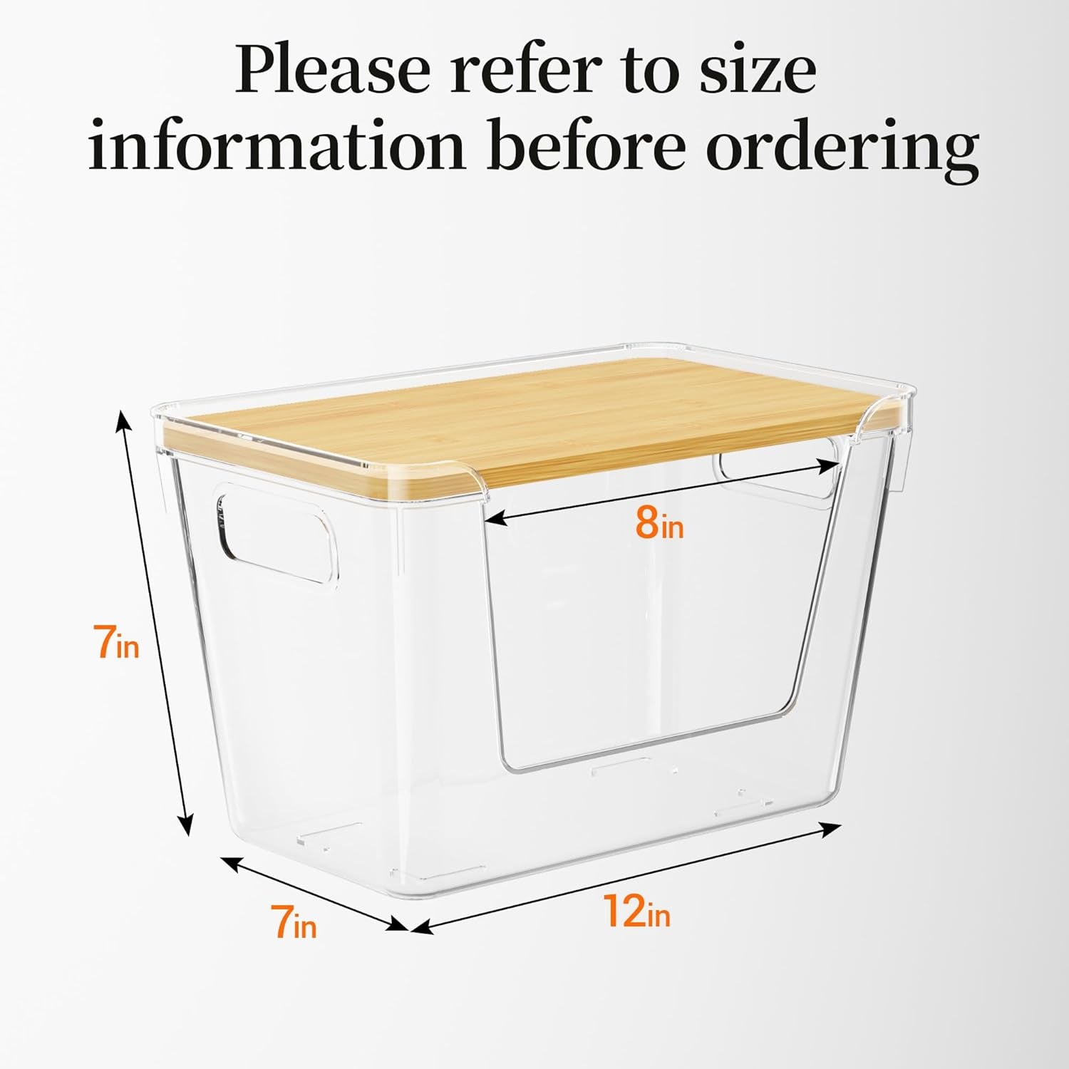 2 Pack Trash Bag Dispenser with Bamboo Lid,Clear Plastic Garbage Bag Organizer for 4-33 Gal Bags,Space-Saving under Sink Organizer for Kitchen, Laundry, Pantry