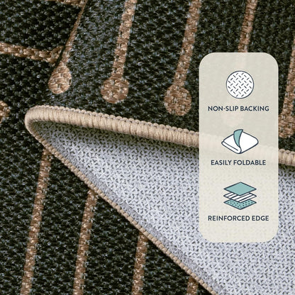 Neutral Geometric 3X5 Easy Jute Rug, Washable Rugs for Bedroom Entryway Outdoor Patio Porch Carpet, Farmhouse Rhombus Non Slip Non Shedding Black Carpet for Kitchen Entrance Balcony