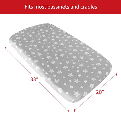 Waterproof Bassinet Sheets 2 Pack, Compatible with RONBEI & Koola Baby & Baby Joy Bassinet, 33" X 20" Fits Most Bassinets and Cradles