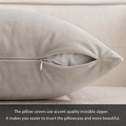 Pack of 2, Velvet Soft Solid Decorative Square Throw Pillow Covers Set Cushion Cases Pillowcases for Sofa Bedroom Car18 X 18 Inch 45 X 45 Cm Mix Pink and Grey