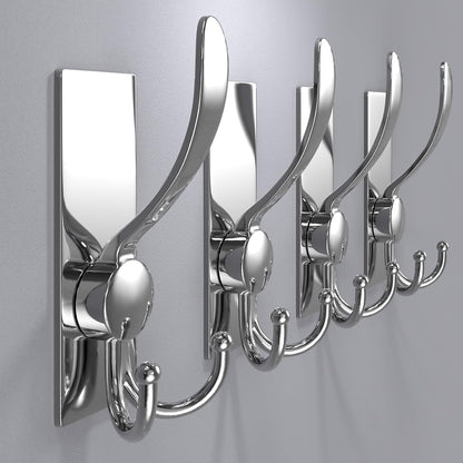 2 Pack Stainless Steel Heavy Duty Coat Hooks, Multifunctional Practical Hooks for Hanging Bathrobes, Coats, Towels, Backpacks, Hats & Kitchen Utensils, Modern Home Organization, Bright Surface