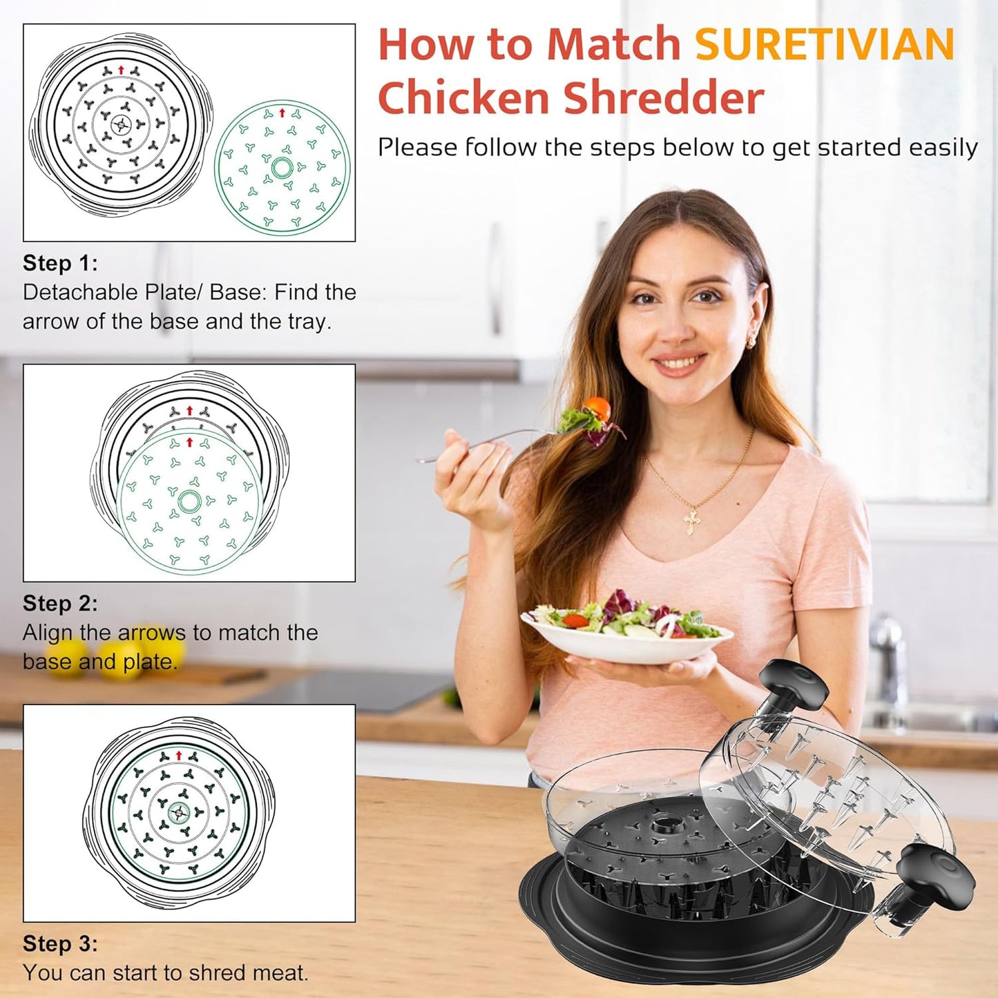 Chicken Shredder Plate, 7.09Inch Removable Plate for Meat Shredder, Clear Removable Tray Only Suitable for  Chicken Shredder Tool Twist, Easy to Install