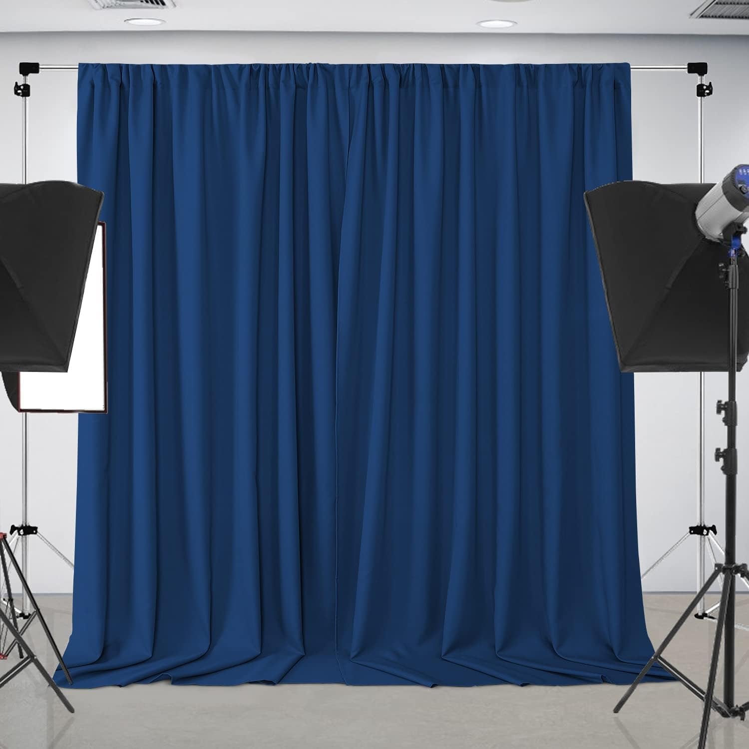 Blue Backdrop Curtains for Wedding, Polyester Backdrop Drapes for Photo Background Baby Shower Decorations, Wrinkle Free Polyester 5Ft X 7Ft Fabric Drape 2 Panels with Rod Pockets