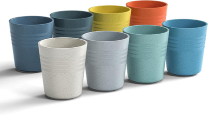 8 Oz Wheat Straw Drinking Cups, 【Set of 8】 Small Plastic Cups Reusable, BPA Free Unbreakable Water Cups for Kitchen and Dining,Dishwasher and Microwave Safe