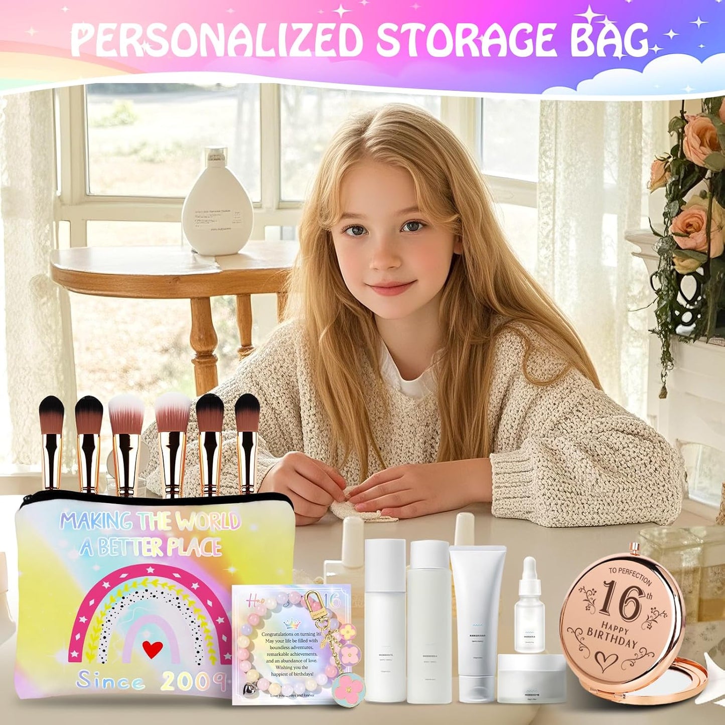 Sweet 16 Gifts for Girls, 16Th Birthday Gifts for Girls, Gift for 16 Year Old Girl, 11 PCS Unique Trendy Sweet Sixteen Gift for Daughter Her, Daughter, Niece, Granddaughter, Sister, Bestie, Rainbow