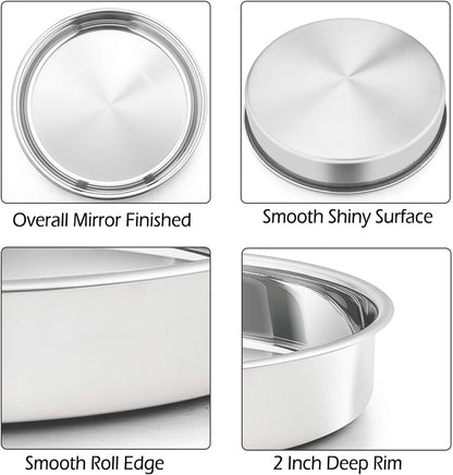 9½-Inch round Cake Pan,  Stainless Steel Bakeware Cake Pan, Easy Releasing & Cleaning, Oven & Dishwasher Safe, Round/Sliver