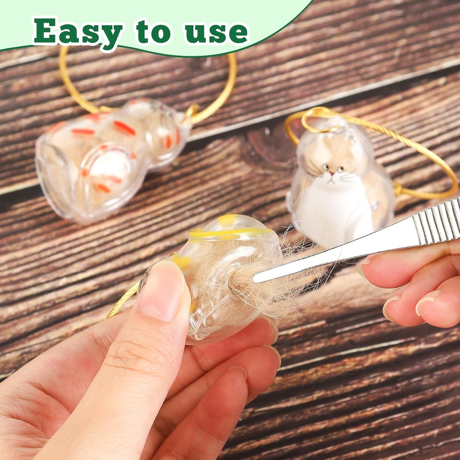 Cat Hair Holder Keychain | Hair Storage Bottle | Pet Fur Keepsake-Hold Fur & Keys in 6 Heart-Touching Styles, Always Keep Your Beloved Cat Close, Engravable Pet Memorial Gift for Owners