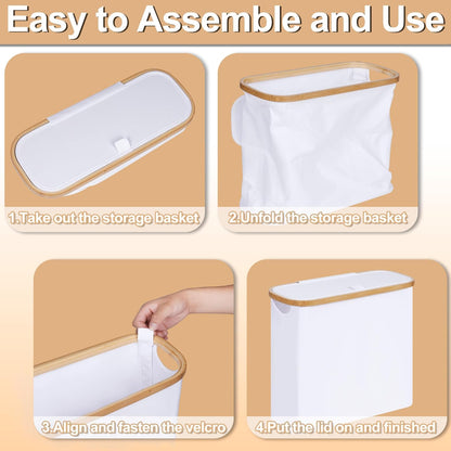 Toilet Paper Basket 28L, Toilet Paper Holder with Lid for Bathroom, Free Standing Storage Organizer Holds up to 9-12 Rolls (White, 1)