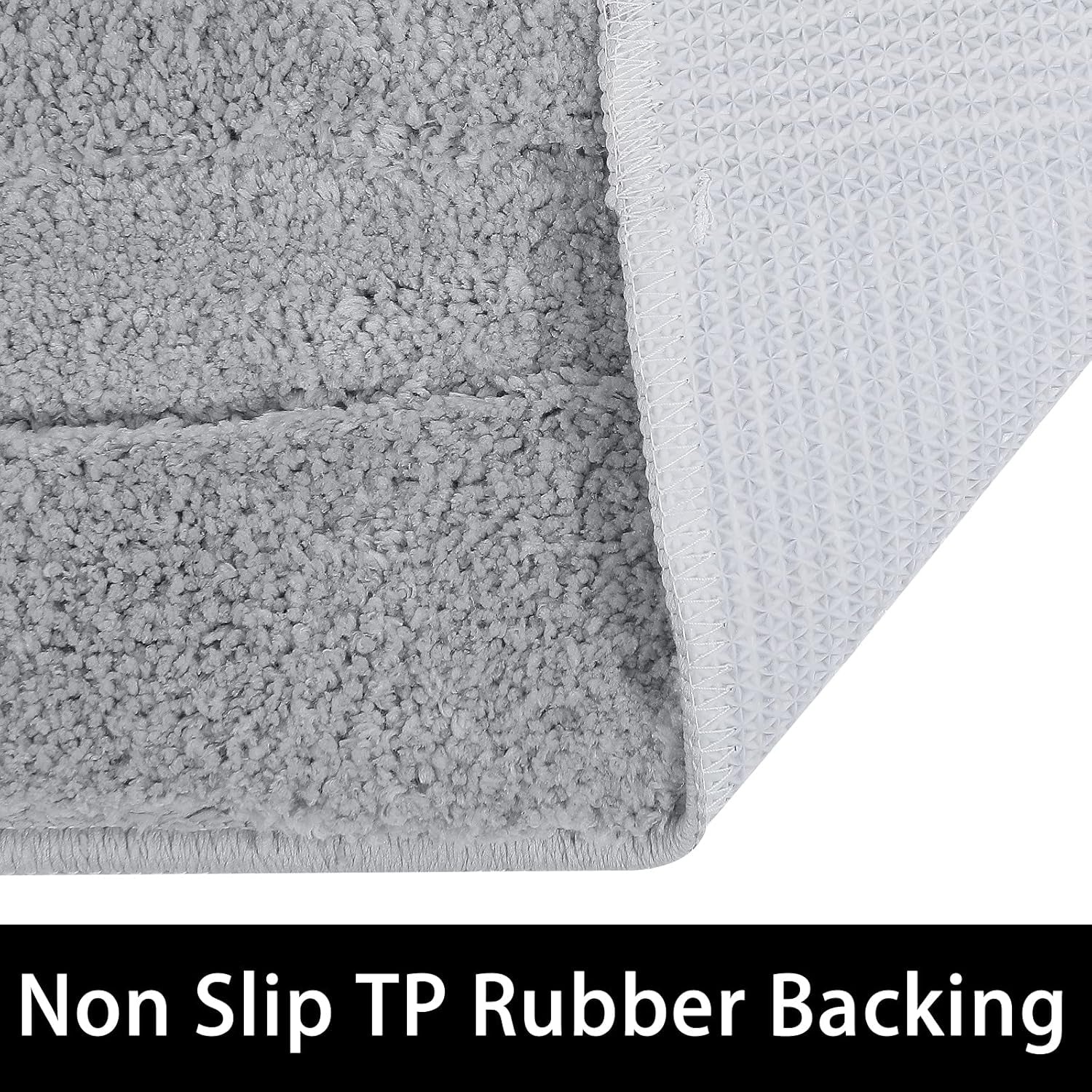 Small Bathroom Rugs Set of 2 Pieces Bath Rugs with U Shape Toilet Rugs Set 16X24 + 20X24 Inch Soft Absorbent Bath Mats Non Slip Plush Shower Rug Machine Washable, Light Grey