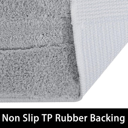 Small Bathroom Rugs Set of 2 Pieces Bath Rugs with U Shape Toilet Rugs Set 16X24 + 20X24 Inch Soft Absorbent Bath Mats Non Slip Plush Shower Rug Machine Washable, Light Grey