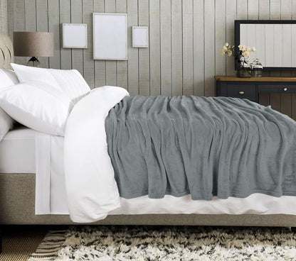 Cool Grey Fleece Blanket Queen Size Fuzzy Soft Anti-Static Microfiber Bed Blanket (90X90 Inch)