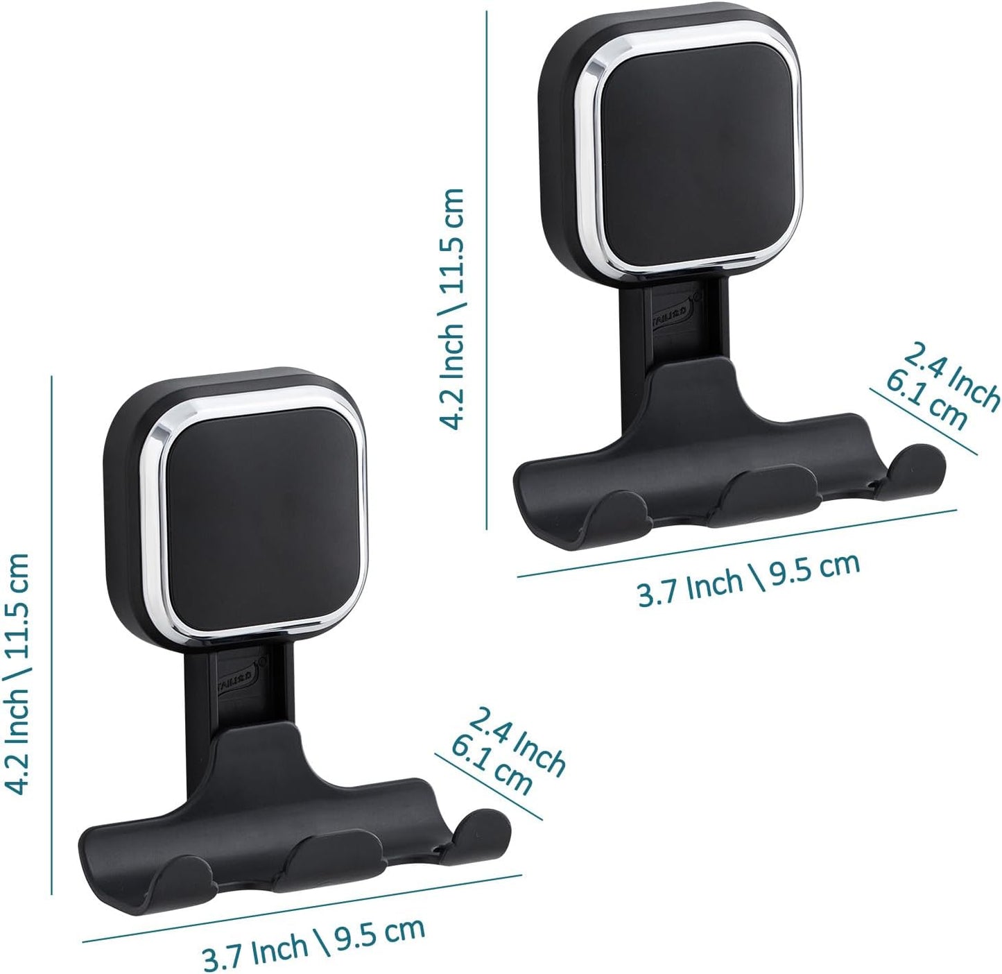 Suction Cup Razor Holder for Shower Wall 2 Pack, Versatile Suction Cup Hooks for Razor, Towel, Loofah, Squeegee, Cell Phone, Removable Damage-Free Hanging Shower Hook, Shaver Holder, Black