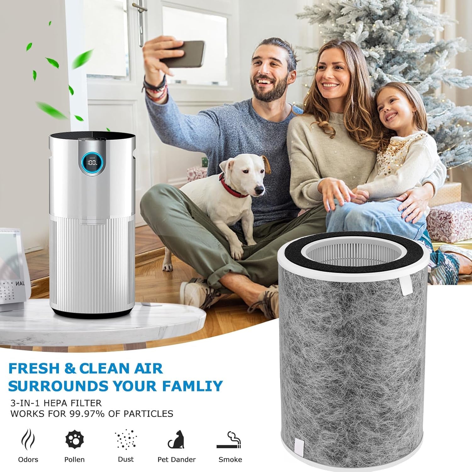 HP201 HP202 MAX Filter Compatible with Shark HP200 Series, HP302 & HC502 Air Purifiers, 3-in-1 Filter, Part #HE2FKBAS, HE2FKBASMB (2-Pack)