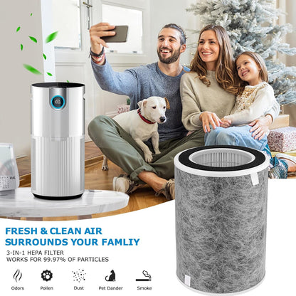 HP201 HP202 MAX Filter Compatible with Shark HP200 Series, HP302 & HC502 Air Purifiers, 3-in-1 Filter, Part #HE2FKBAS, HE2FKBASMB (2-Pack)