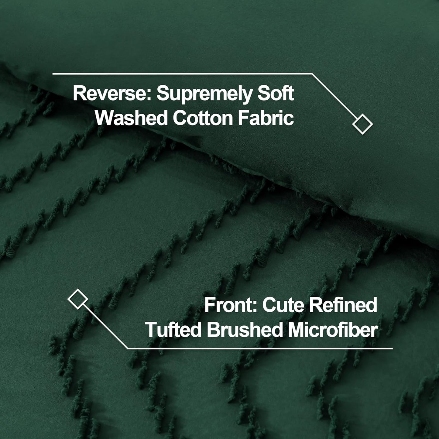 King Size Comforter Set Dark Emerald Green, 3 Pieces Lightweight Fluffy Comforter King Size Boho Tufted Comforter Bed Set Gift Choice