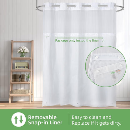 2 Pack PEVA Snap-In Shower Curtain Liner Replacement,Compatible with No Hook Shower Curtain with Snap in Liner, Removable & Water-Repellent,Machine Washable,70X64,Frost