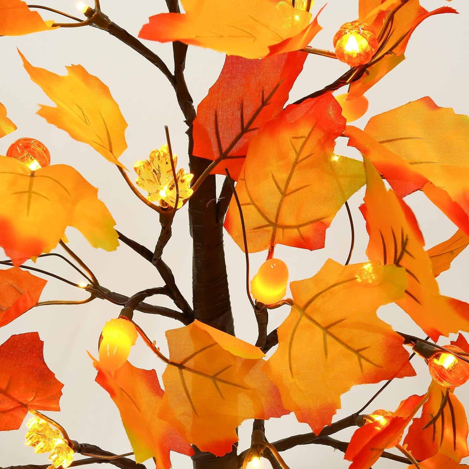 2 Pack 23.5 Inch Fall Trees with Lights, Timer Battery Operated Fall Light up Tree for Thanksgiving Autumn Home Office Room Indoor Decorations, Faux Fall Lighted Maple Trees Decor