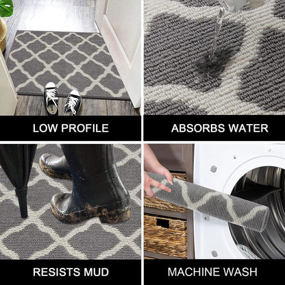 Washable Runner Rug 20"X59" Dirt Trapping Non Slip Rubber Backing Rug Runner Floor Mats Carpet Runners for Entryway Hallway Kitchen Garage Laundry Room, Light Gray