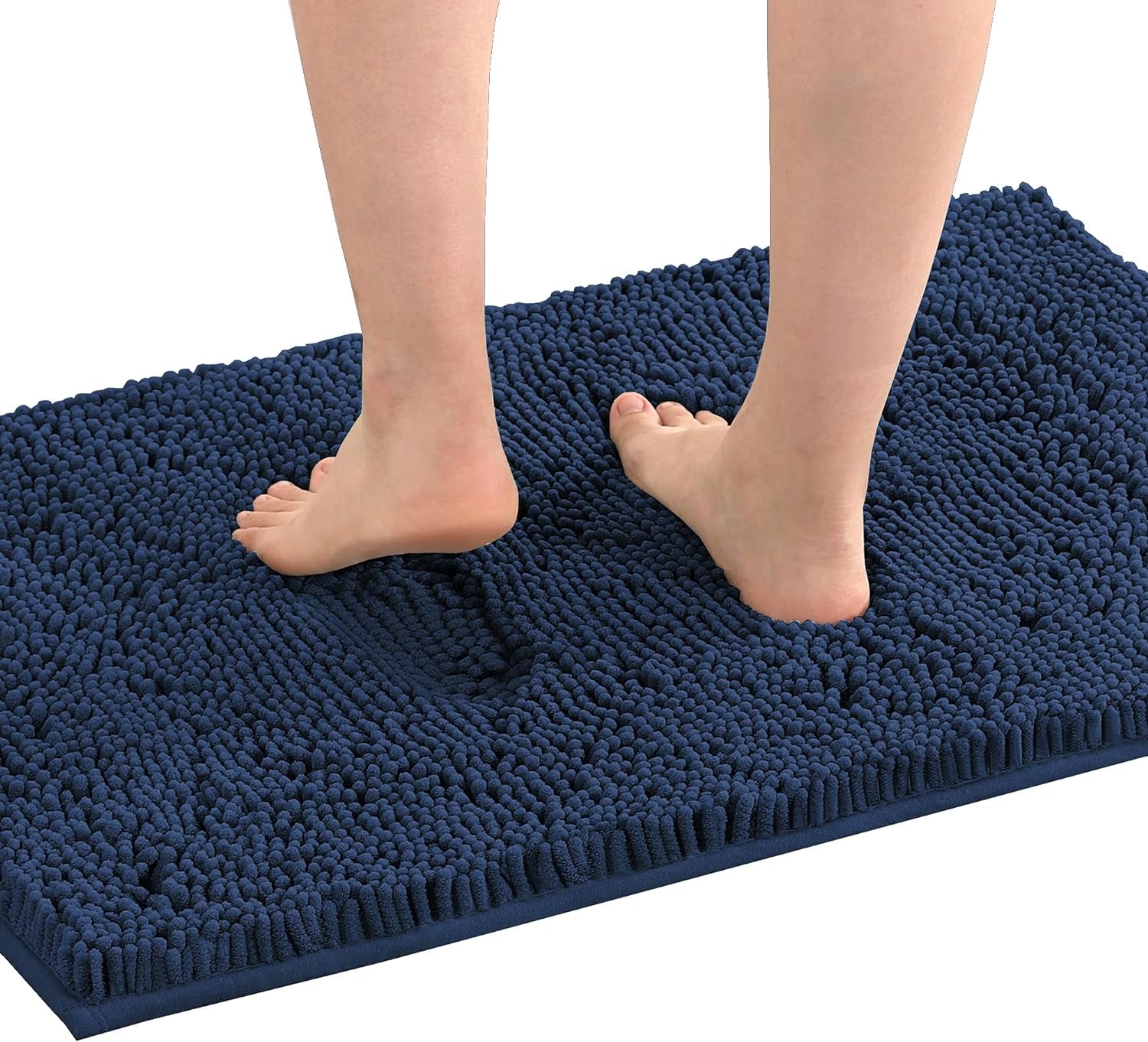 Bath Mat Bath Rug for Bathroom Luxury Chenille Bathroom Rug Mat Extra Soft and Absorbent Microfiber Shaggy Rugs Non Slip Rug Quick Dry Bath Mat Washable, 17 X 24 Inches, Navy