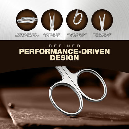Eyebrow Scissors, Professional Stainless Steel Small Shears for Men and Women, Nose Hair Scissors for Grooming Mustache, Beard, Eyelashes, Ear Hair Trimming, Silver