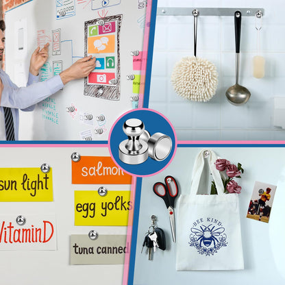 Black Magnetic Hooks, 28Lbs Strong Magnetic Hooks Heavy Duty 12Pack,Fridge Magnets, 18Pcs Refrigerator Magnets Strong Fridge Magnets for Whiteboard