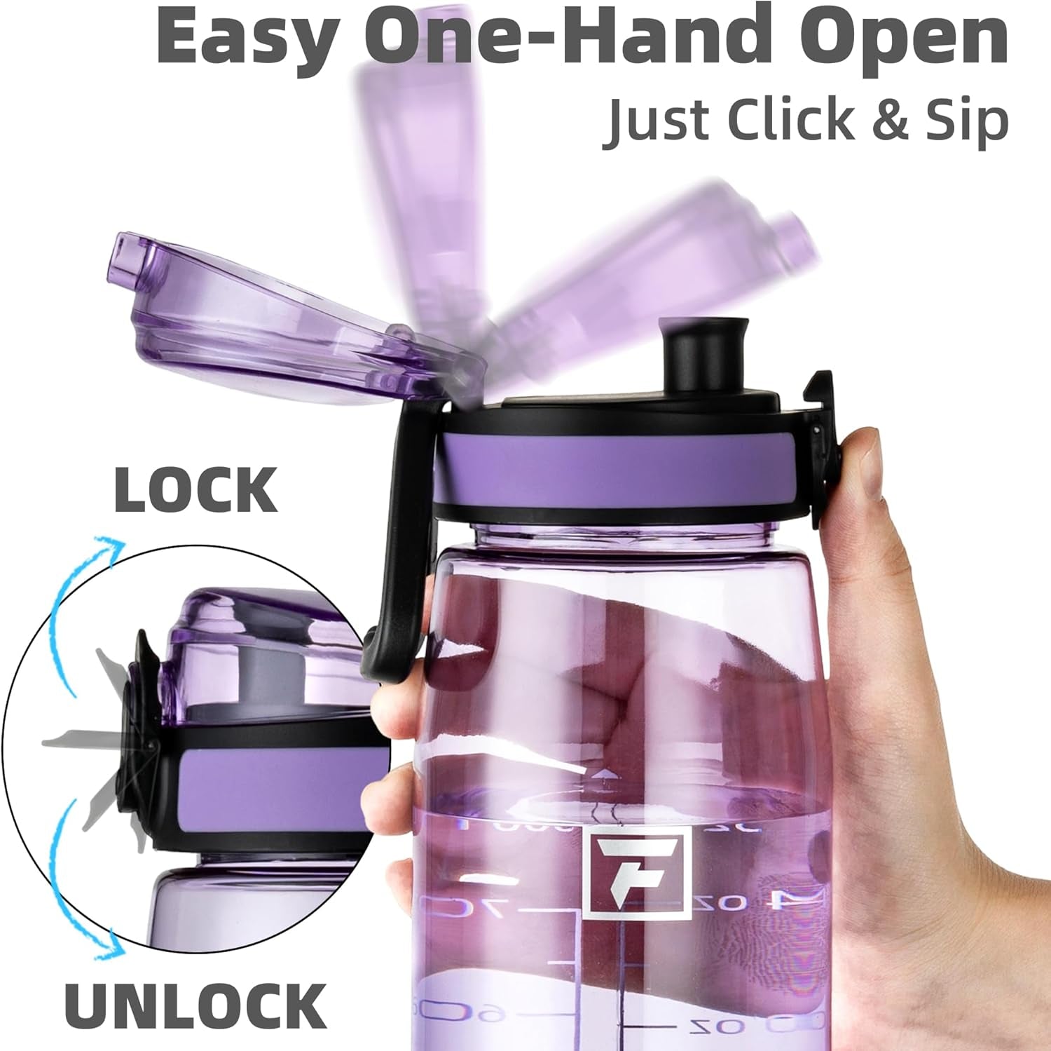 32 Oz Tritan Water Bottle with Chug Lid - Clear, Bpa-Free, Lightweight, Wide Mouth, Leak-Proof, Perfect for Gym, Travel, School, Office, and Sports (Amethyst)