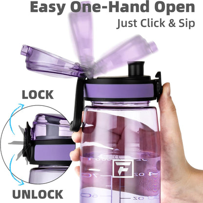 32 Oz Tritan Water Bottle with Chug Lid - Clear, Bpa-Free, Lightweight, Wide Mouth, Leak-Proof, Perfect for Gym, Travel, School, Office, and Sports (Amethyst)