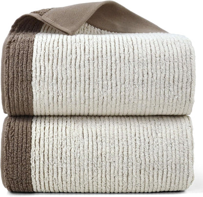 Shower Towels for Bathroom - Ultra Soft Bath Towels Set of 2, 520 GSM, 500,000 Dense Loops per Side, Quick-Dry and Highly Absorbent, 54 X 28 Inches, Light-Brown
