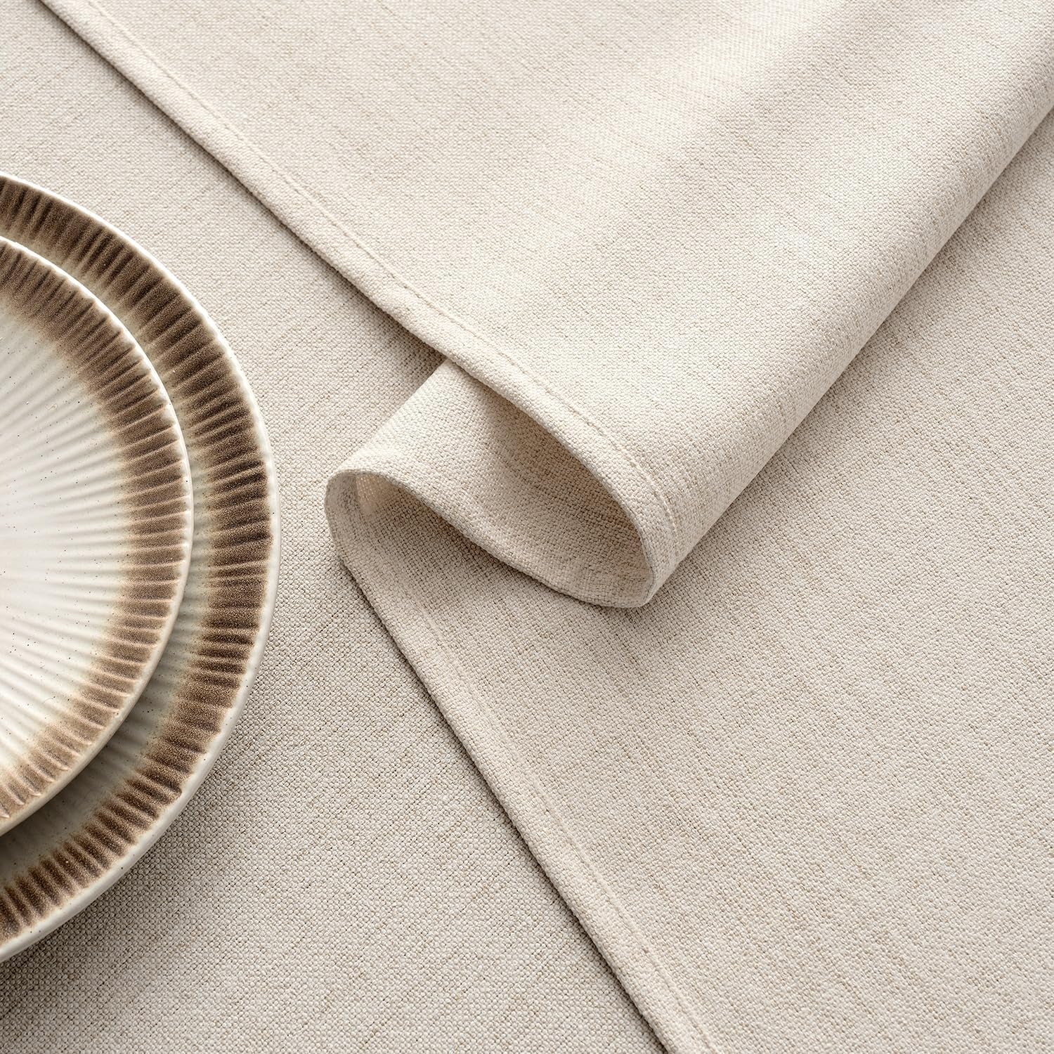 Grayish White Linen Tablecloth 60X84 Inch Rectangle Table Cloth Waterproof,Stain Resistant & Wrinkle Resistant for Dining Party Wedding