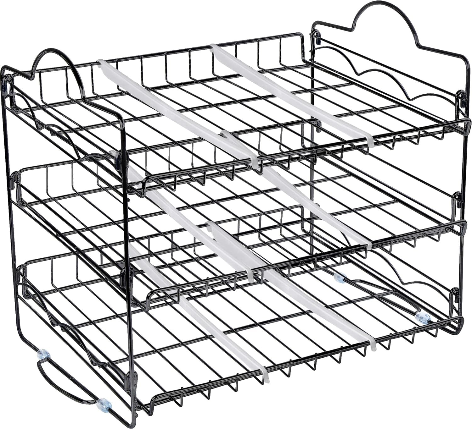 Storage Rack Organizer 16.5 X 12.5 X 13.5 Inch, Stackable, Holds Upto 36 Cans for Kitchen Cabinet or Pantry (Black)