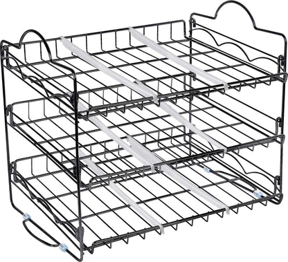 Storage Rack Organizer 16.5 X 12.5 X 13.5 Inch, Stackable, Holds Upto 36 Cans for Kitchen Cabinet or Pantry (Black)