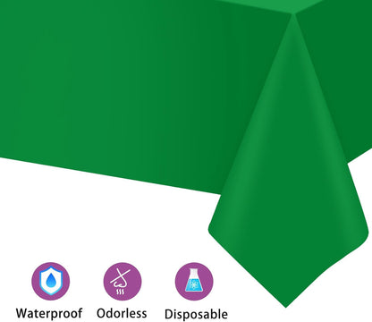 2PCS Green Plastic Tablecloths 54 X 108 Inch, Disposable Table Cloths Rectangle Party Table Covers