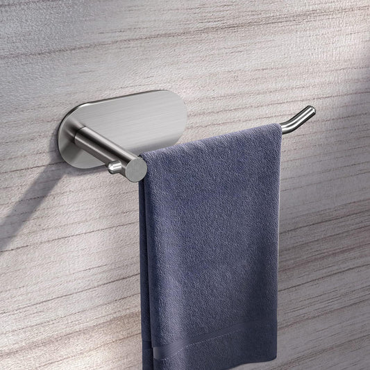 Self Adhesive Hand Towel Holder for Bathroom, Silver Towel Rack Towel Ring Hanger Towel for Kitchen No Drilling - SUS 304 Stainless Steel Brushed