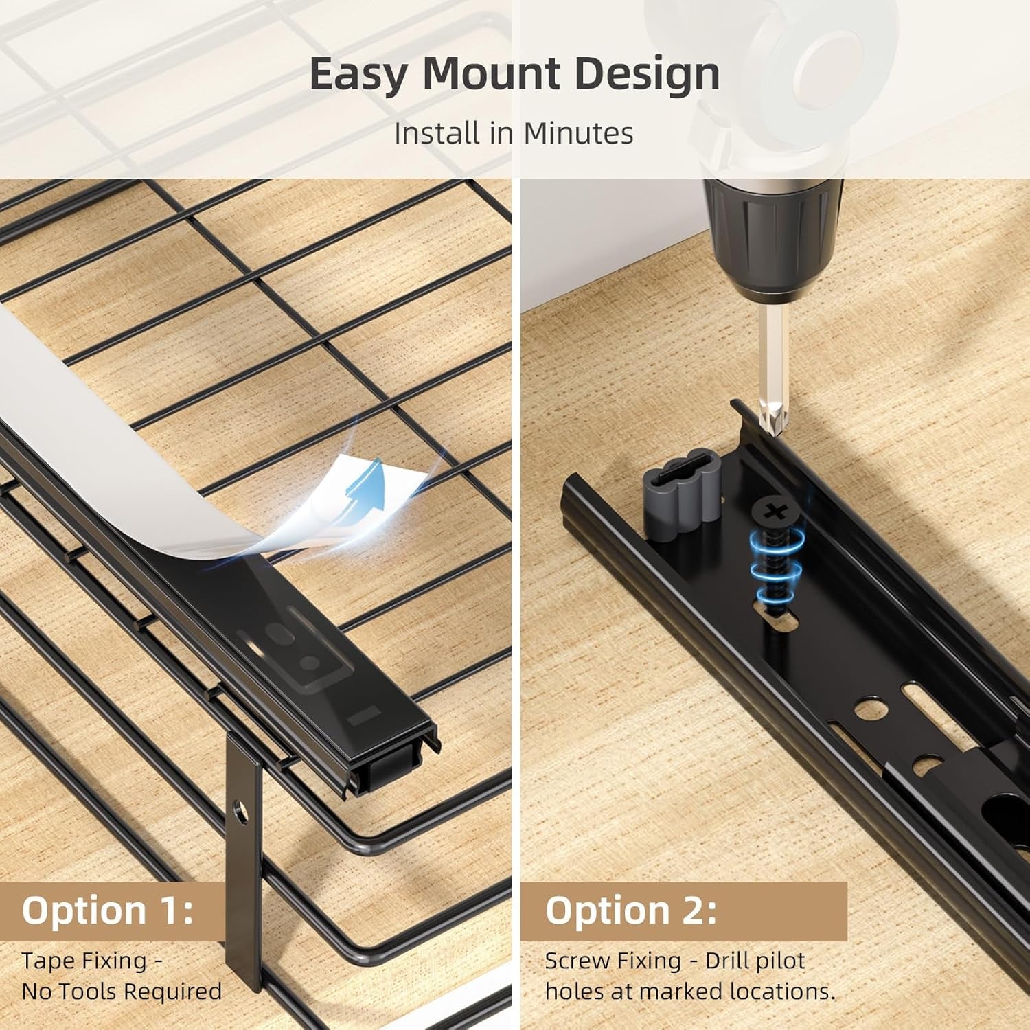 Pull Out Spice Rack Organizer for inside Cabinet, 2 Tier Spice Organization for Cabinet, 9.65"W X 10.7"D X 10.24"H, Vertical Slide Out Seasoning Organizer, Black (Not for Cabinet with Lip)