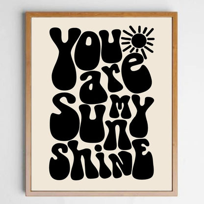 You Are My Sunshine Wall Art, Baby Shower Gift, Baby Room Decor, Sun Nursery Art, Cute Baby Wall Art, Newborn Baby Gift, Black and White, Unframed (11X14 INCH)