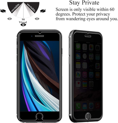 Screen Protector Compatible for Iphone SE 2020 New Iphone SE 2Pack 0.33Mm Tempered Glass and Privacy Tempered Glass Screen Protector anti Spy Private