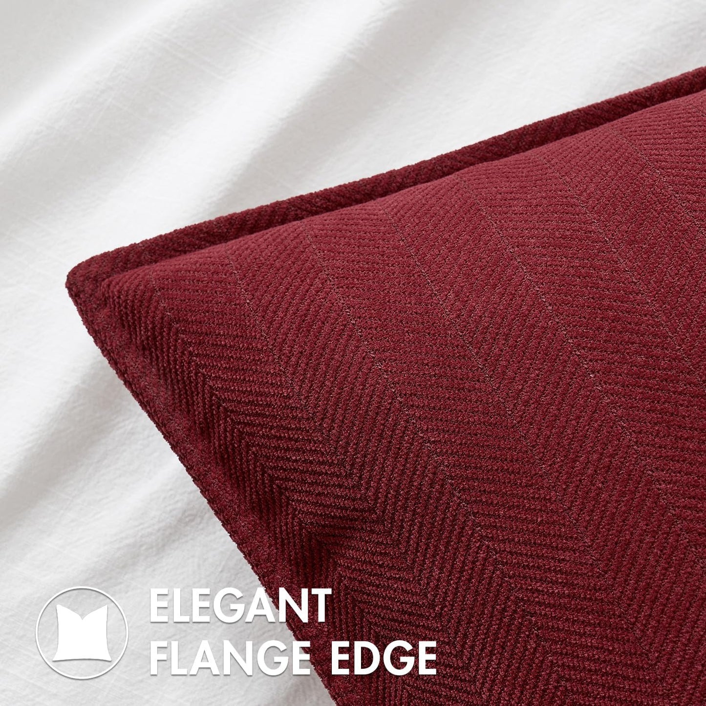 Pack of 2 Christmas Burgundy Decorative Pillow Covers 18X18 Inch Soft Chenille Luxurious Couch Throw Pillows Farmhouse Cushion Covers with Elegant Design for Sofa Bedroom Living Room Decor