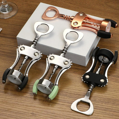 Wine Opener, Heavy-Duty Zinc Alloy Wing Corkscrew, Premium Beer Bottle Opener, Multifunctional Wine Accessories with Ergonomic Handle and Sharp Screw, for Kitchen, Bar, Restaurant, Bartenders