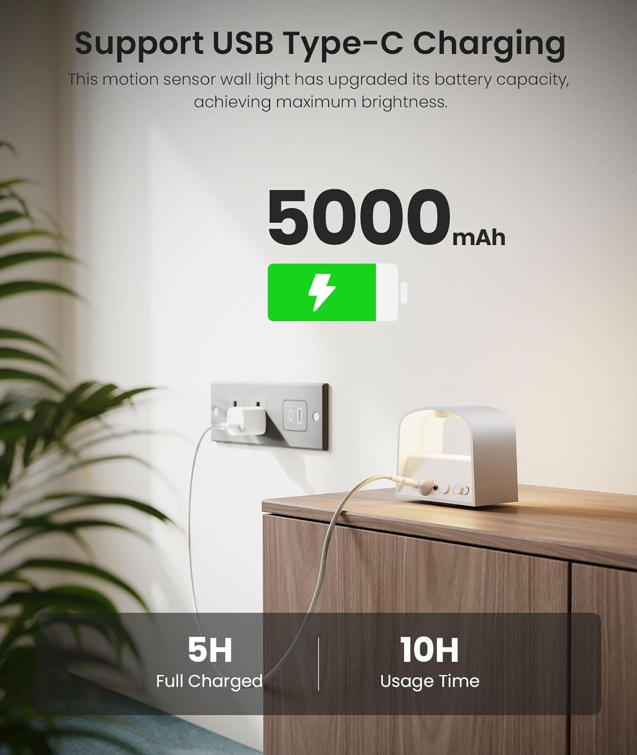 Motion Sensor Wall Light with Remote Control 3 Colors Wireless Wall Sconces LED Indoor up and down Wall Lamp 5000Mah Rechargeable Battery Powered Wall Lamps Brightness Adjustable, White 2 Pack