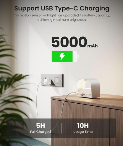 Motion Sensor Wall Light with Remote Control 3 Colors Wireless Wall Sconces LED Indoor up and down Wall Lamp 5000Mah Rechargeable Battery Powered Wall Lamps Brightness Adjustable, White 2 Pack