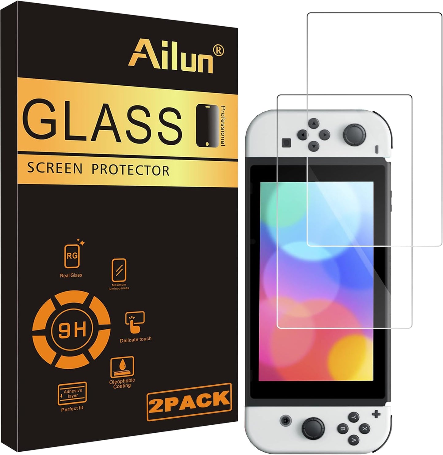 Tempered Glass Screen Protector for Nintendo Switch OLED Model 2021 [7 Inch] anti Scratch 9H Hardness [2 Pack]