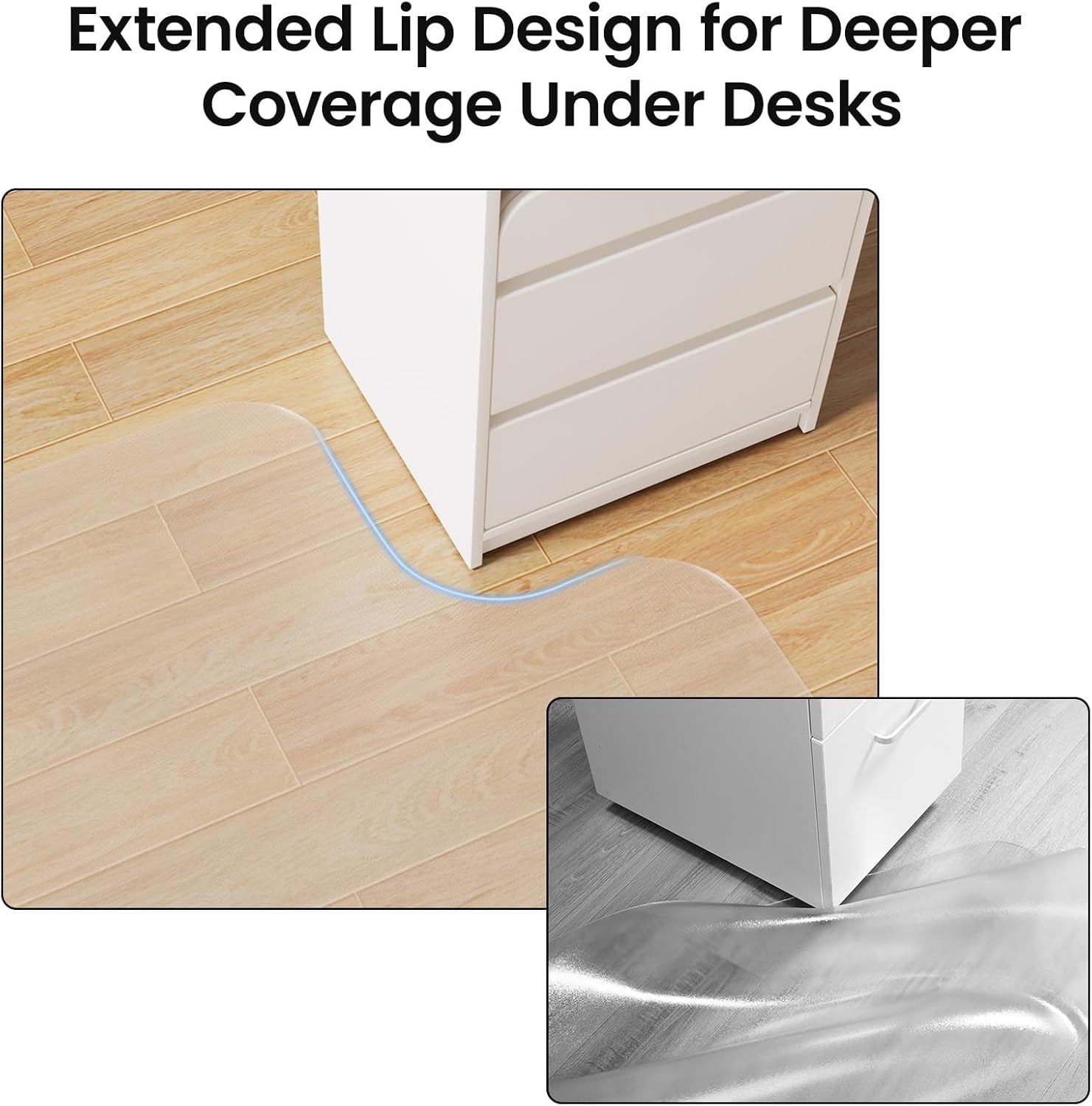 Office Chair Mat for Hardwood Floor, 36"×48" Clear Desk Chair Mat for Rolling Chairs, Computer Gaming Desk Mat, Floor Protector for Office & Home, Not for Carpet