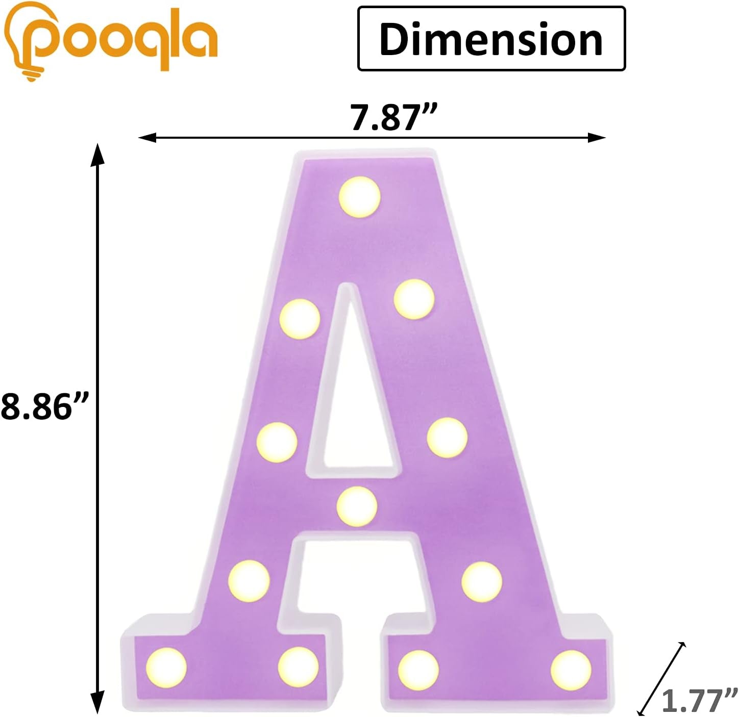 LED Marquee Letter Lights, Light up Alphabet Marquee Letters Sign for Night Light Birthday Wedding Party Christmas Lamp Home Bar Decoration, Purple Letter A