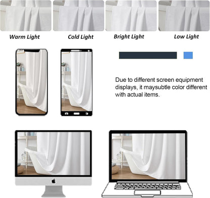 White Stall Shower Curtain for Bathroom, 3D Embossed Textured Fabric Small Shower Curtain for Narrow Stall Size, Machine Washable Water Resistance, Hotel Style, 36" W X 72" L, White