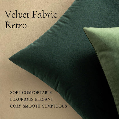 Set of 2 Velvet Soft Solid Decorative Square Throw Pillow Covers - 18x18 Inch (45x45 cm) for Sofa, Bedroom, Couch, and Car - Ideal for Christmas and Spring Decor