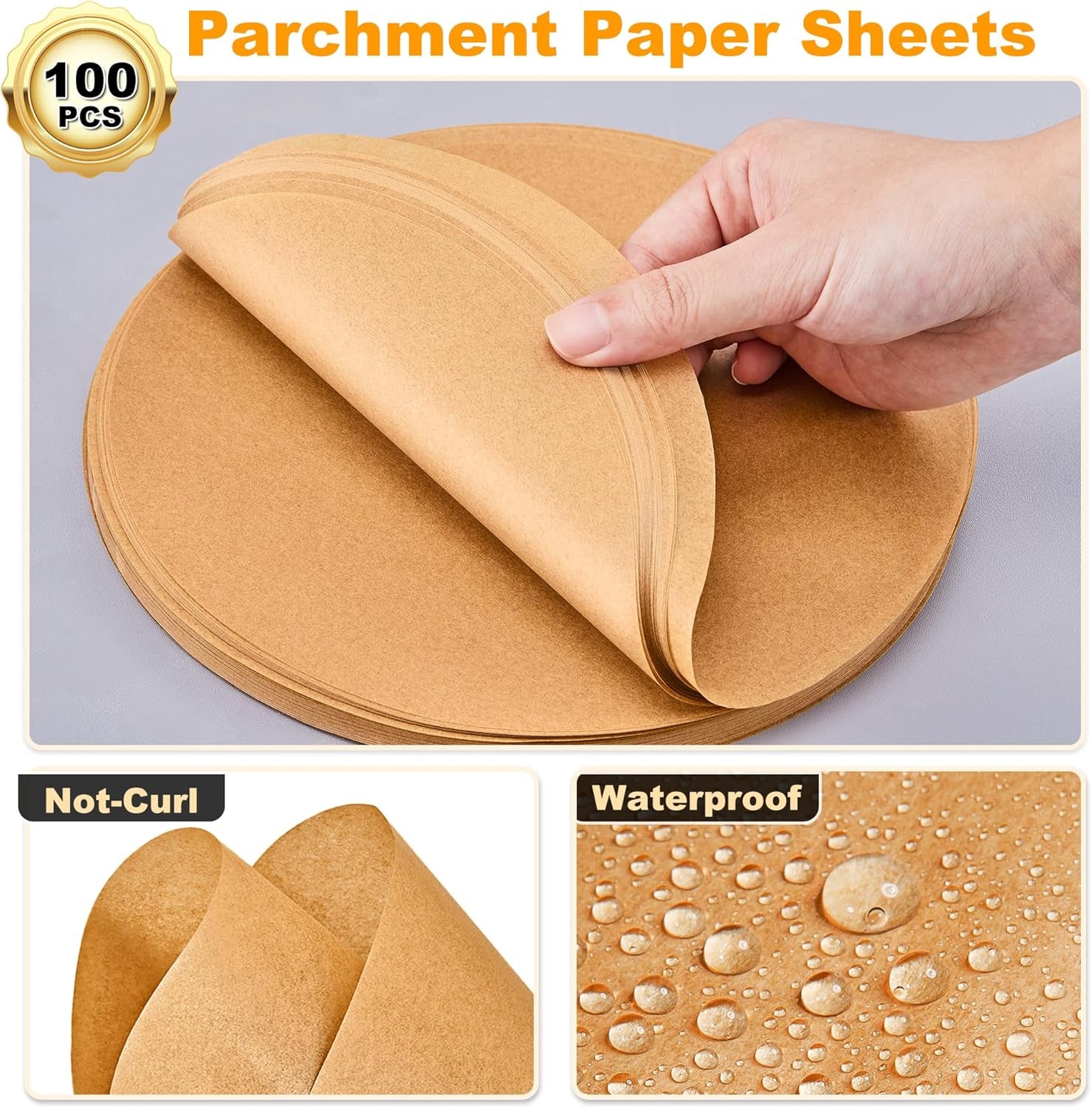 100 Pcs Unbleached Parchment Paper Baking Sheets Round, 4 Inches Non-Stick Precut Baking Parchment, Perfect for Baking Grilling Air Fryer Steaming Bread Cup Cake Cookie and More